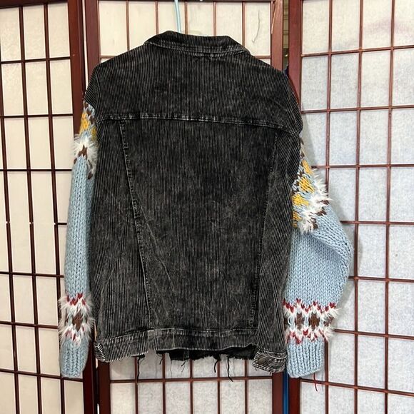 POL BLACK‎ CORDUROY JACKET WITH SWEATER SLEEVE SIZE M - Picture 2 of 7